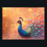 Majestic Peacock with Vibrant Plumage  Poster<br><div class="desc">Behold the breathtaking beauty of this majestic peacock in all its glory. Its iridescent plumage shimmers with a kaleidoscope of blues, greens, and golds, creating a mesmerizing spectacle. The intricate details of each feather and the proud posture of the bird capture the essence of elegance and grandeur. This image is...</div>