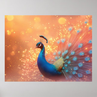 Majestic Peacock with Vibrant Plumage  Poster