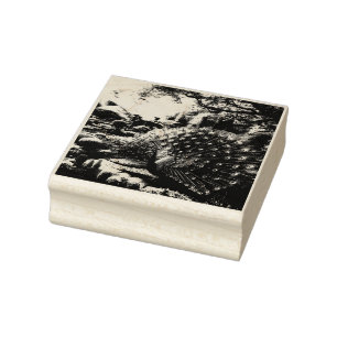 Majestic Peacock Wood Art Stamp