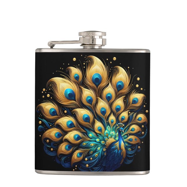 Majestic Peacocks Dance Hip Flask (Front)