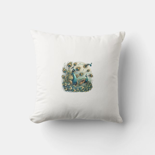 Majestic Peacocks - Vibrant coussin (Recto)
