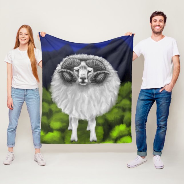 Majestic Peaks: Icelandic Sheep Grazing Fleece Blanket (In Situ)
