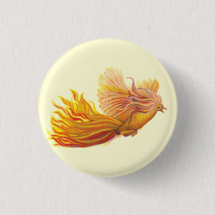 Majestic Phoenix Bird  1 Inch Round Button