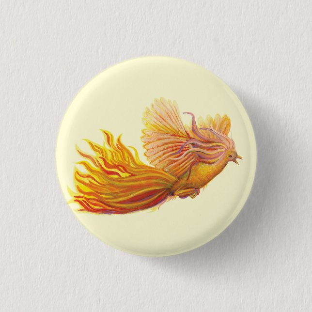 Majestic Phoenix Bird  1 Inch Round Button (Front)
