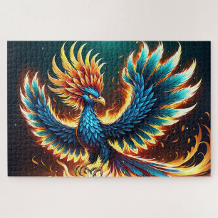 Majestic Phoenix Crest Flames Jigsaw Puzzle