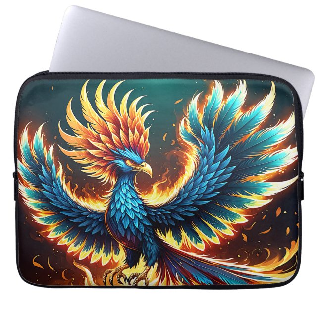 Majestic Phoenix Crest Flames Laptop Sleeve (Front)