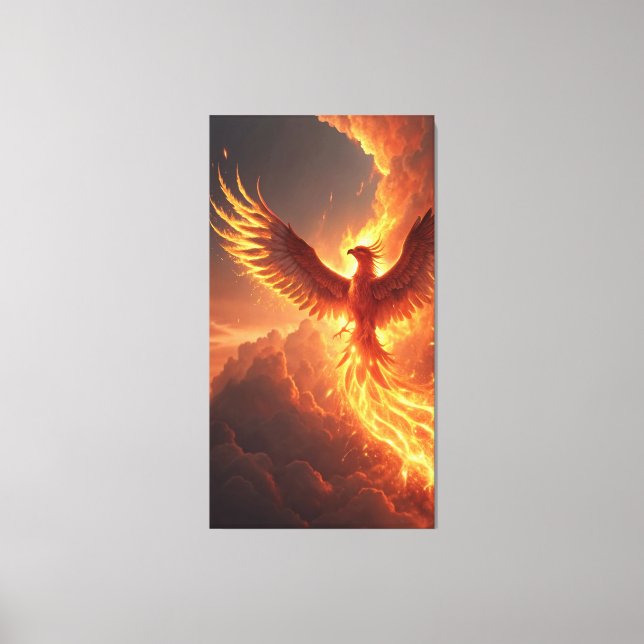 majestic phoenix is ​​reborn its glowing embers  canvas print (Front)
