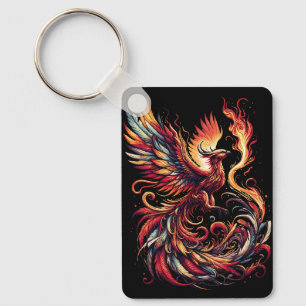 Majestic Phoenix Rising in Fiery Rebirth Keychain