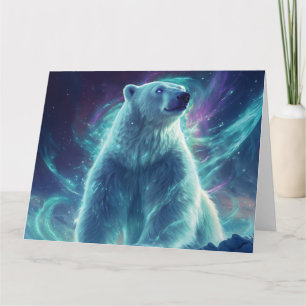 Majestic Polar Bear Design with Northern Lights Card