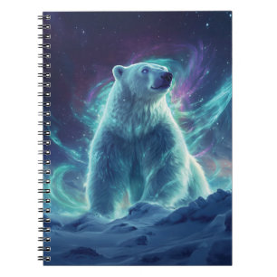 Majestic Polar Bear Design with Northern Lights Notebook