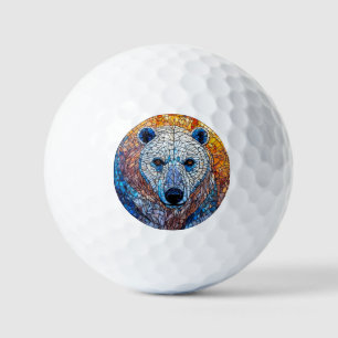 Majestic Polar Bear Stained Glass Artwork Golf Balls