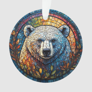 Majestic Polar Bear Stained Glass Artwork Ornament