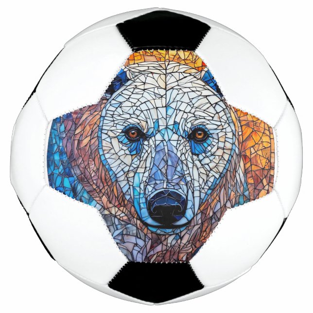 Majestic Polar Bear Stained Glass Artwork Soccer Ball (Front)