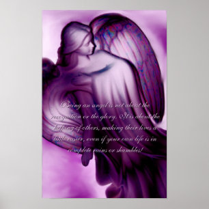 Majestic Purple Angel With Saying Poster
