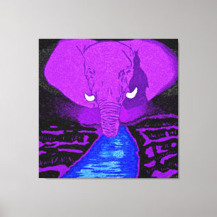 Majestic Purple Elephant at the River Canvas Print