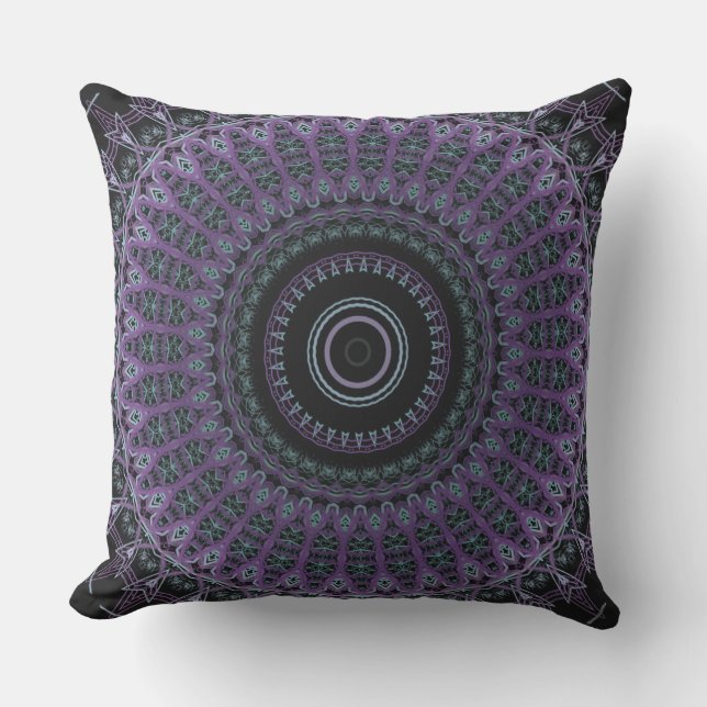 Majestic Purple Mandala Outdoor Pillow (Front)