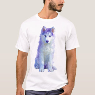 Majestic Purple Watercolor Husky Portrait Men T-Shirt