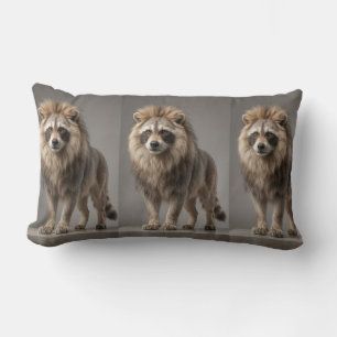Majestic Raccoon Lion – Realistic Fantasy Wildlife Lumbar Pillow