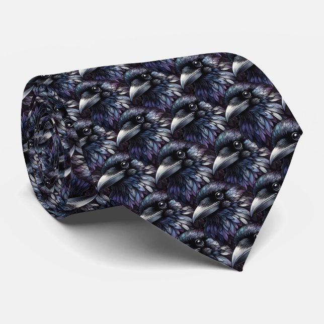 Majestic Raven Portrait - raven, bird, wildlife Tie (Rolled)