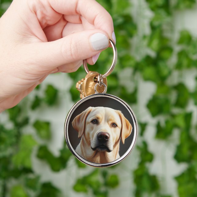 Majestic Realistic Labrador Retriever Oil Painting Keychain (Hand)