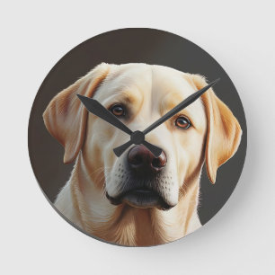 Majestic Realistic Labrador Retriever Oil Painting Round Clock