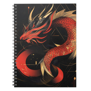 Majestic Red and Gold Chinese Dragon Art Notebook