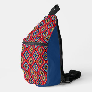 Majestic Red Blue Intricate Diamond Pattern Sling Bag