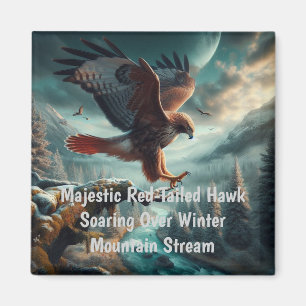 Majestic Red-Tailed Hawk Soaring Magnet