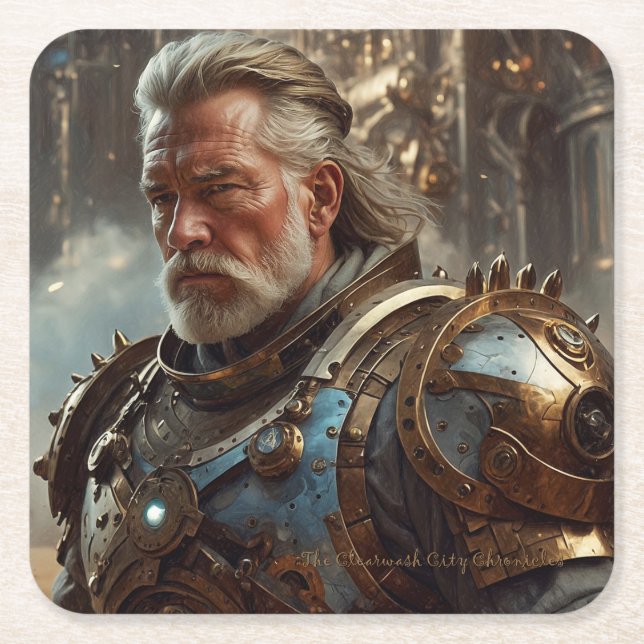 Majestic Regal Steampunk King Paper Coaster  (Front)