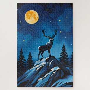 Majestic Reindeer by Moonlight Jigsaw Puzzle