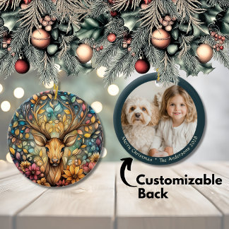 Majestic Reindeer Christmas Customizable Ceramic O Ornament