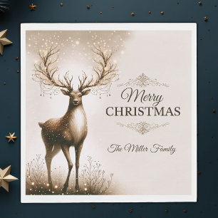 Majestic Reindeer, Merry Christmas Personalized Napkin