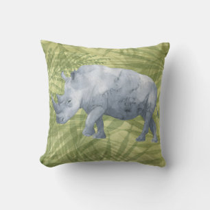 Majestic Rhino Watercolor Throw Pillow