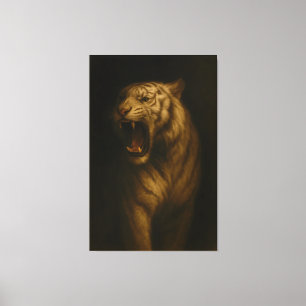 Majestic Roaring White Tiger – Fine Art Canvas Print