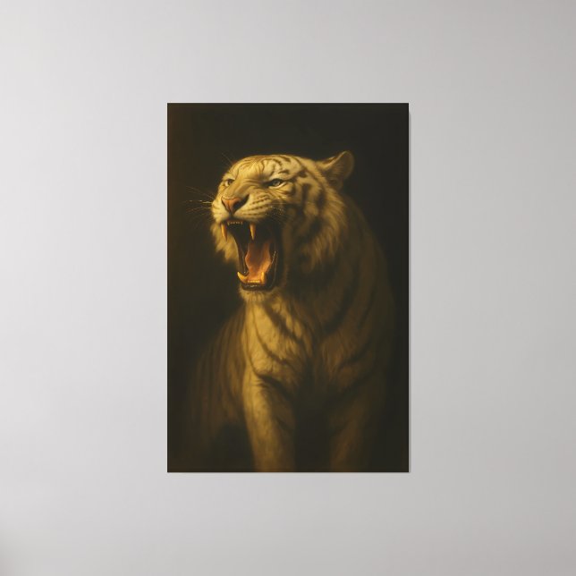 Majestic Roaring White Tiger – Fine Art Premium Ca Canvas Print (Front)