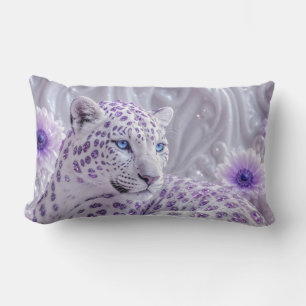 Majestic Royal Purple Jewelled Leopard Art Lumbar Pillow