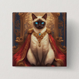 Majestic Royal Siamese Cat Portrait 2 Inch Square Button