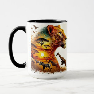 Majestic Safari: African Wildlife at Sunset Mug