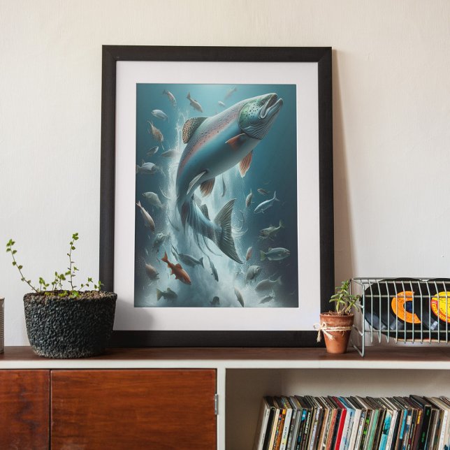Majestic Salmon During Moonlit Dance  18x24 Poster (Creator Uploaded)