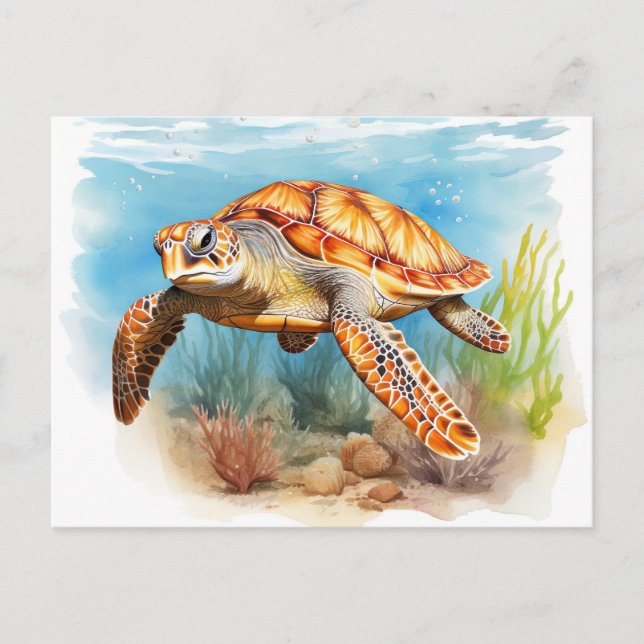 Majestic Sea Turtle in Motion Postcard (Front)