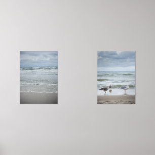 Majestic sea with waves under stormy skies