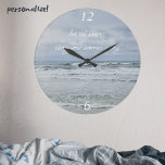 Majestic sea with waves under stormy skies large clock<br><div class="desc">Bring the calming essence of the sea into your home with our coastal-themed wall clock featuring a mesmerizing photo of waves crashing along the shore. This maritime-inspired piece in shades of blue and grey will transport you to a romantic seaside getaway every time you check the time. Personalize this clock...</div>