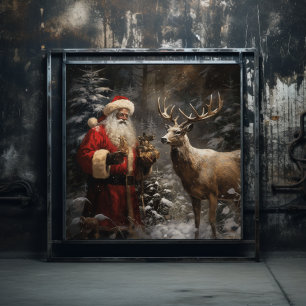 Majestic Serenity, Magical Woodland Black Santa Poster