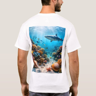 Majestic shark and coral reef ridge graph T-Shirt