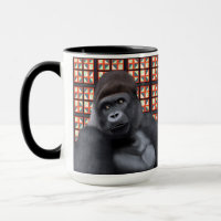 Majestic Sitting Gorilla On Red Geometric Wildlife