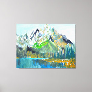 Majestic Snow-Capped Mountain Lake Canvas Print