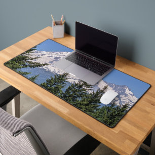 Majestic Snow Covered Mount Rainier Landscape Desk Mat