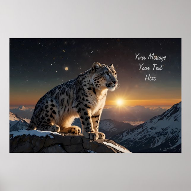 Majestic Snow Leopard – Customizable Text Poster (Front)