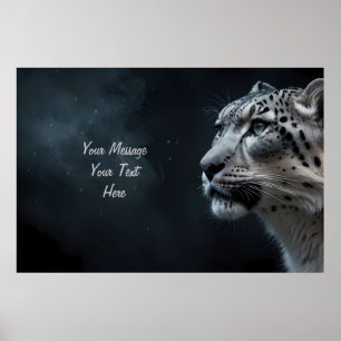 Majestic Snow Leopard – Customizable Text Poster
