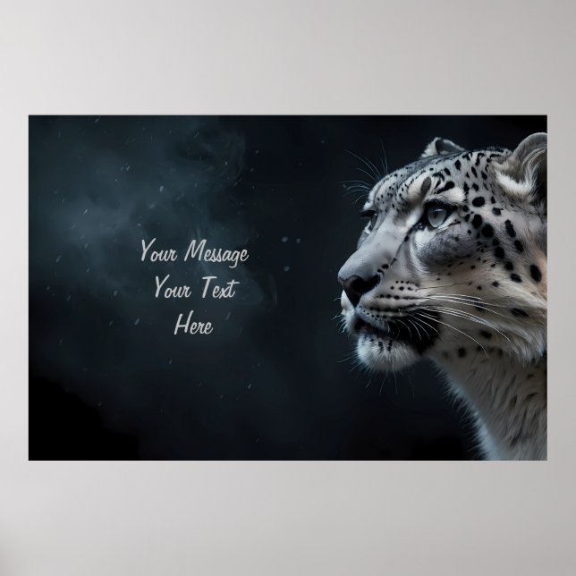 Majestic Snow Leopard – Customizable Text Poster (Front)